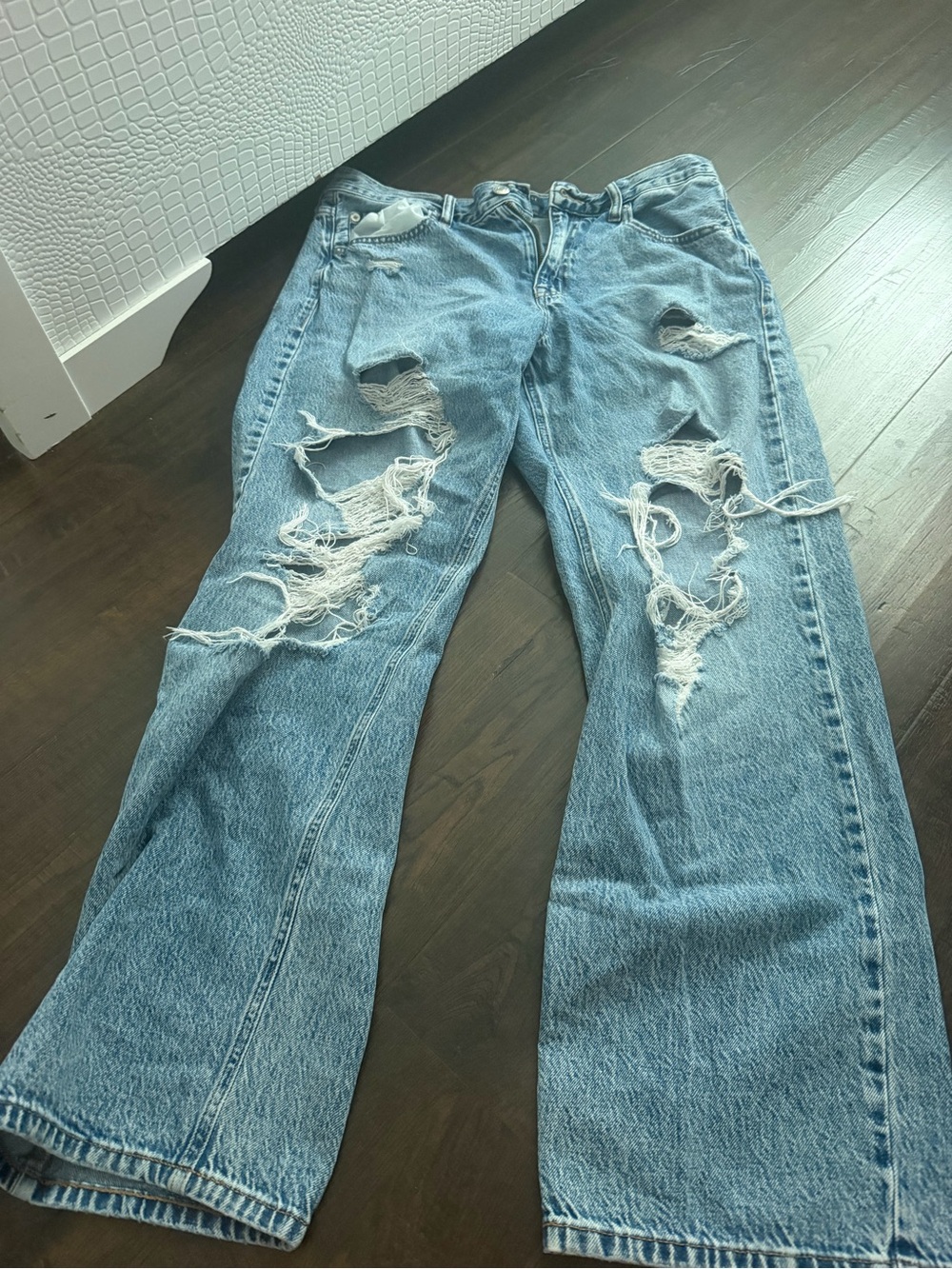 Aeropostale Light Blue Distressed Flare Jeans